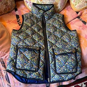 J. Crew x Liberty Blue Catesby Floral Quilted Vest M
